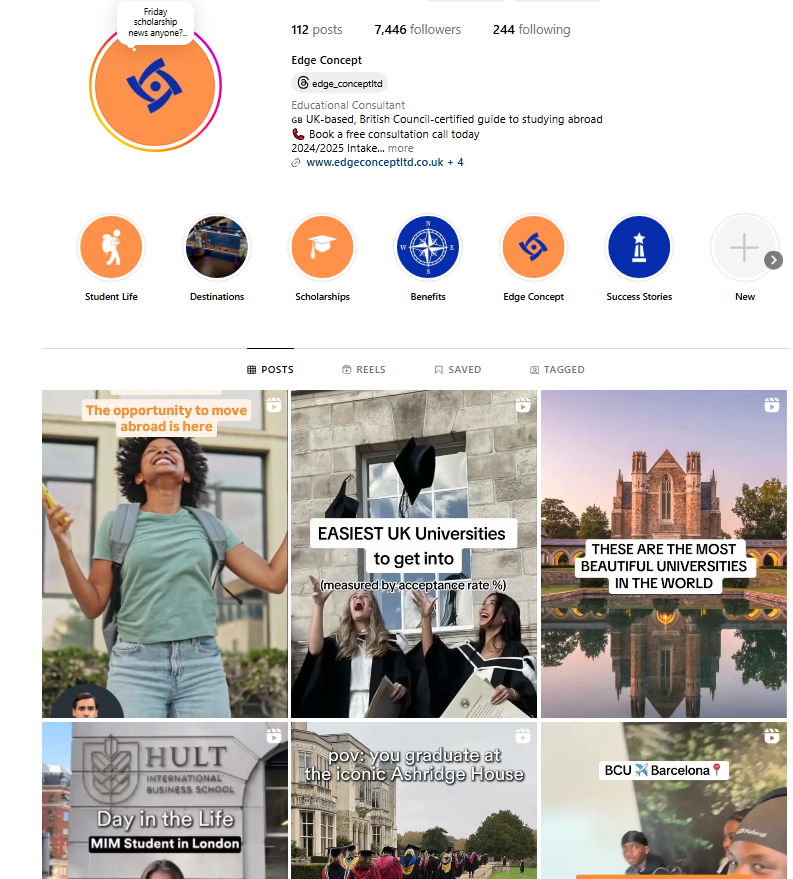 follow edge concept on instagram